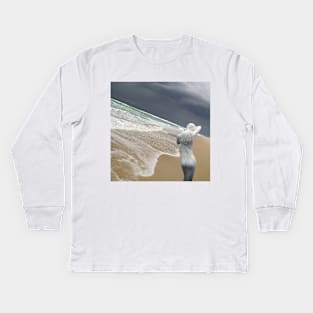 A Perfect Girls Figure, Le Porge Beach, France Kids Long Sleeve T-Shirt